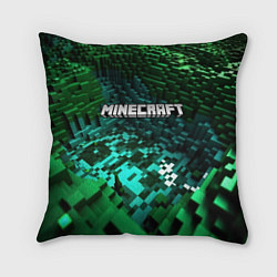 Подушка квадратная Minecraft logo в стиле киберпанк, цвет: 3D-принт