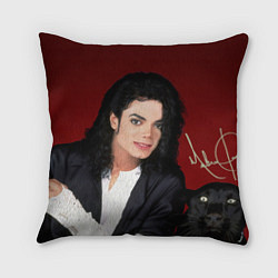 Подушка квадратная Michael Jackson с пантерой и автографом, цвет: 3D-принт