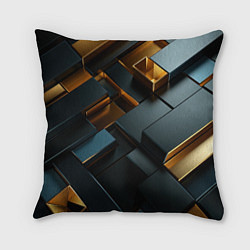 Подушка квадратная Черные и золотые слитки, цвет: 3D-принт