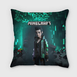 Подушка квадратная Minecraft cyberpunk green neon, цвет: 3D-принт