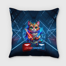 Подушка квадратная Beat Saber кот музыкальный джедай