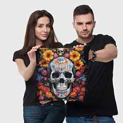 Подушка квадратная Bright colors and a skull, цвет: 3D-принт — фото 2