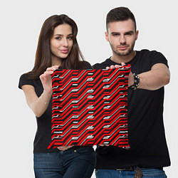 Подушка квадратная Киберпанк узор красный и чёрный, цвет: 3D-принт — фото 2