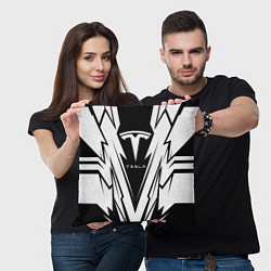 Подушка квадратная Tesla - black and white, цвет: 3D-принт — фото 2