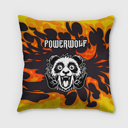 Подушка квадратная Powerwolf рок панда и огонь, цвет: 3D-принт