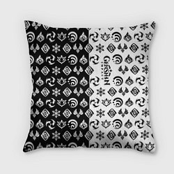 Подушка квадратная Genshin Impact - black and white, цвет: 3D-принт