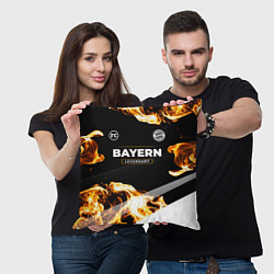 Подушка квадратная Bayern legendary sport fire, цвет: 3D-принт — фото 2