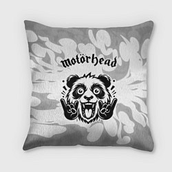 Подушка квадратная Motorhead рок панда на светлом фоне, цвет: 3D-принт