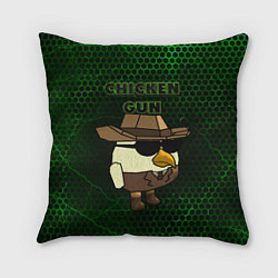 Подушка квадратная Chicken gun green