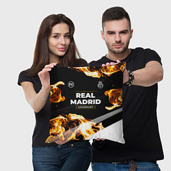 Подушка квадратная Real Madrid legendary sport fire, цвет: 3D-принт — фото 2