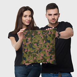 Подушка квадратная Камуфляжный паттерн зеленый с розовыми пятнами, цвет: 3D-принт — фото 2