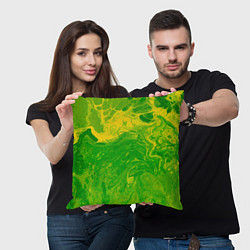 Подушка квадратная Зеленые подтеки, цвет: 3D-принт — фото 2