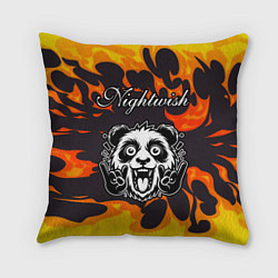 Подушка квадратная Nightwish рок панда и огонь, цвет: 3D-принт