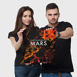 Подушка квадратная Thirty Seconds to Mars red lava, цвет: 3D-принт — фото 2