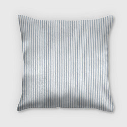 Подушка квадратная Белый в голубую тонкую полоску, цвет: 3D-принт