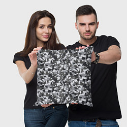 Подушка квадратная Пиксельный камуфляж серого цвета, цвет: 3D-принт — фото 2