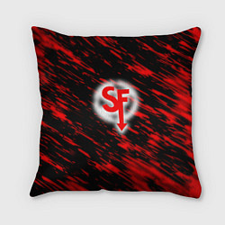 Подушка квадратная Sally face красные искры, цвет: 3D-принт