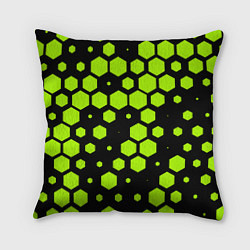 Подушка квадратная Зеленые соты киберпанк, цвет: 3D-принт