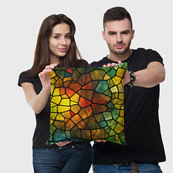 Подушка квадратная Витражная стеклянная мозаика, цвет: 3D-принт — фото 2