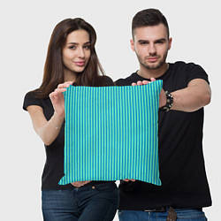 Подушка квадратная Зелёно-голубой полосатый, цвет: 3D-принт — фото 2