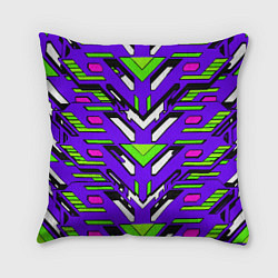 Подушка квадратная Техно броня фиолетово-зелёная, цвет: 3D-принт