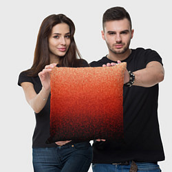 Подушка квадратная Полосатый градиент оранжево-красный в чёрный, цвет: 3D-принт — фото 2