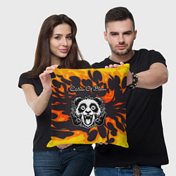 Подушка квадратная Children of Bodom рок панда и огонь, цвет: 3D-принт — фото 2