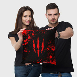 Подушка квадратная The witcher - Краскый логотип и брызги, цвет: 3D-принт — фото 2