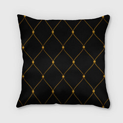 Подушка квадратная Желтая сетка на черном, цвет: 3D-принт