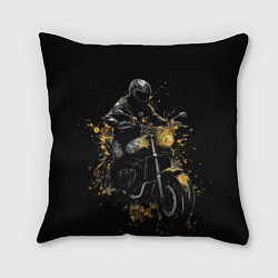 Подушка квадратная Мотоциклист и желтые кляксы, цвет: 3D-принт