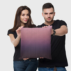 Подушка квадратная Тёмно-розовый полосы узоры, цвет: 3D-принт — фото 2