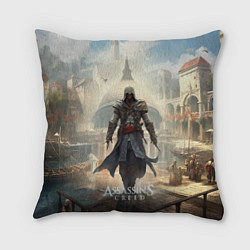 Подушка квадратная Assassins creed большой город, цвет: 3D-принт