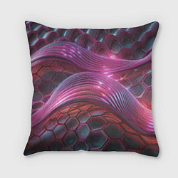 Подушка квадратная Волны и гексагон сетка, цвет: 3D-принт