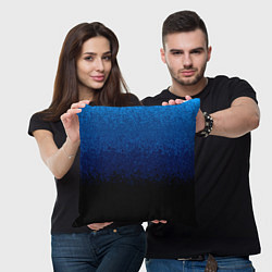 Подушка квадратная Градиент сине-чёрный текстурный, цвет: 3D-принт — фото 2