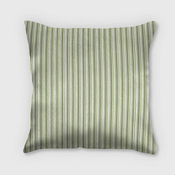 Подушка квадратная Светлый серо-зелёный полосатый, цвет: 3D-принт