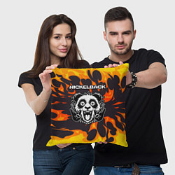 Подушка квадратная Nickelback рок панда и огонь, цвет: 3D-принт — фото 2