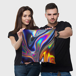 Подушка квадратная Абстрактный разноцветный жидкий металл, цвет: 3D-принт — фото 2