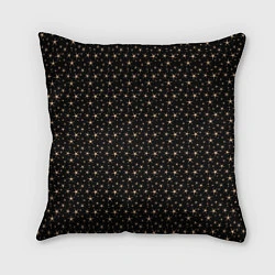 Подушка квадратная Чёрный с золотыми звёздочками паттерны, цвет: 3D-принт