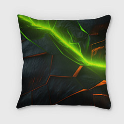 Подушка квадратная Green neon abstract geometry