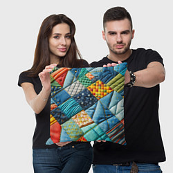 Подушка квадратная Лоскутное одеяло - пэчворк, цвет: 3D-принт — фото 2