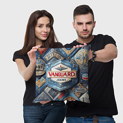 Подушка квадратная Vanguard denim patchwork - ai art, цвет: 3D-принт — фото 2