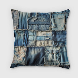 Подушка квадратная Patchwork denim - vogue, цвет: 3D-принт