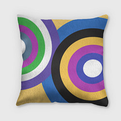 Подушка квадратная Разноцветные круги, абстракция, цвет: 3D-принт
