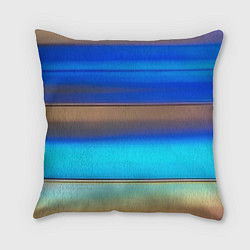 Подушка квадратная Голубые и коричневые полосы, цвет: 3D-принт