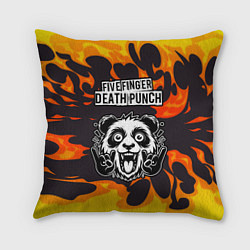 Подушка квадратная Five Finger Death Punch рок панда и огонь, цвет: 3D-принт