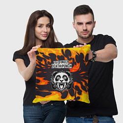 Подушка квадратная Five Finger Death Punch рок панда и огонь, цвет: 3D-принт — фото 2
