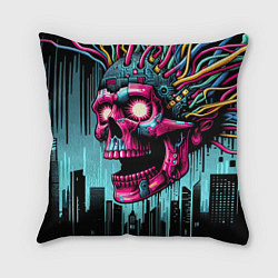 Подушка квадратная Cyber skull - ai art fantasy, цвет: 3D-принт