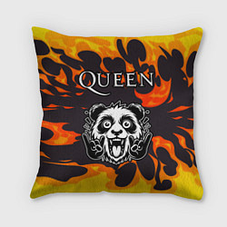 Подушка квадратная Queen рок панда и огонь, цвет: 3D-принт