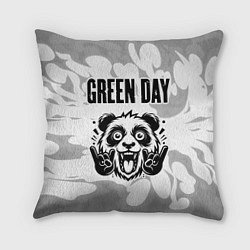Подушка квадратная Green Day рок панда на светлом фоне, цвет: 3D-принт