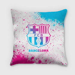 Подушка квадратная Barcelona neon gradient style, цвет: 3D-принт